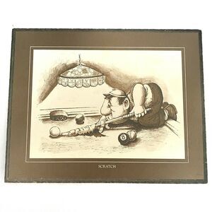 Vintage Wallace Berrie & Co. inc Hotshots Scratch Wood Wall Hanging Art  1975